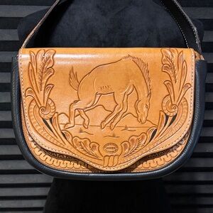 Ronald Wilson Leather Maker Western‎ Hand Tooled Custom Design Shoulder Bag